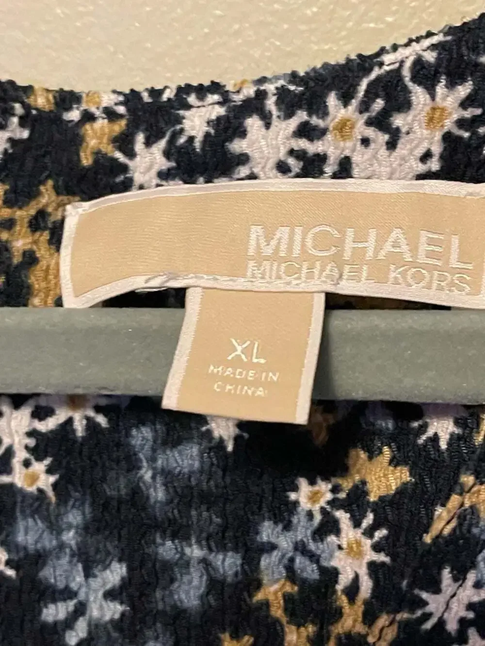 MICHAEL Michael Kors Sz.XL, Floral Print Textured‎ Knit V neck Shift Dress EUC